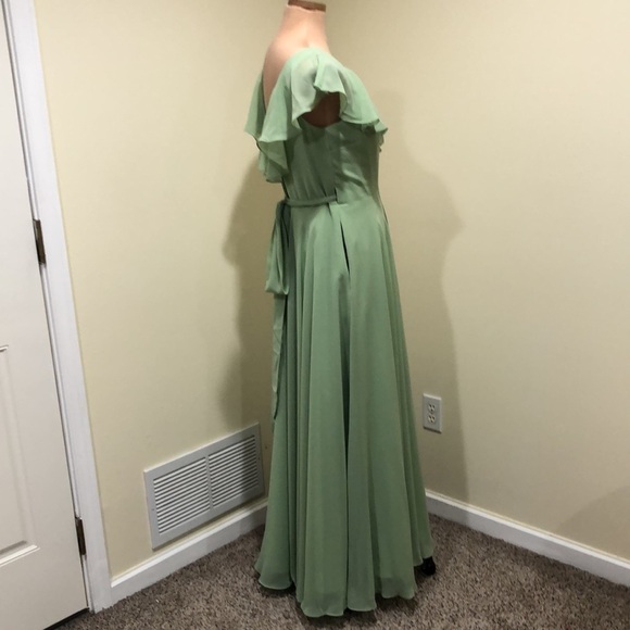 Tulle & Chantilly Wrap Maxi Dress Size 6 Pastel Mint Green Ruffle Gown - Picture 5 of 9